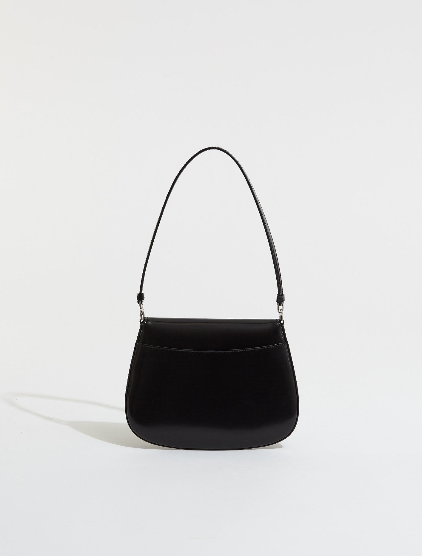 Cleo Brushed Leather Shoulder Bag With Flap in Black