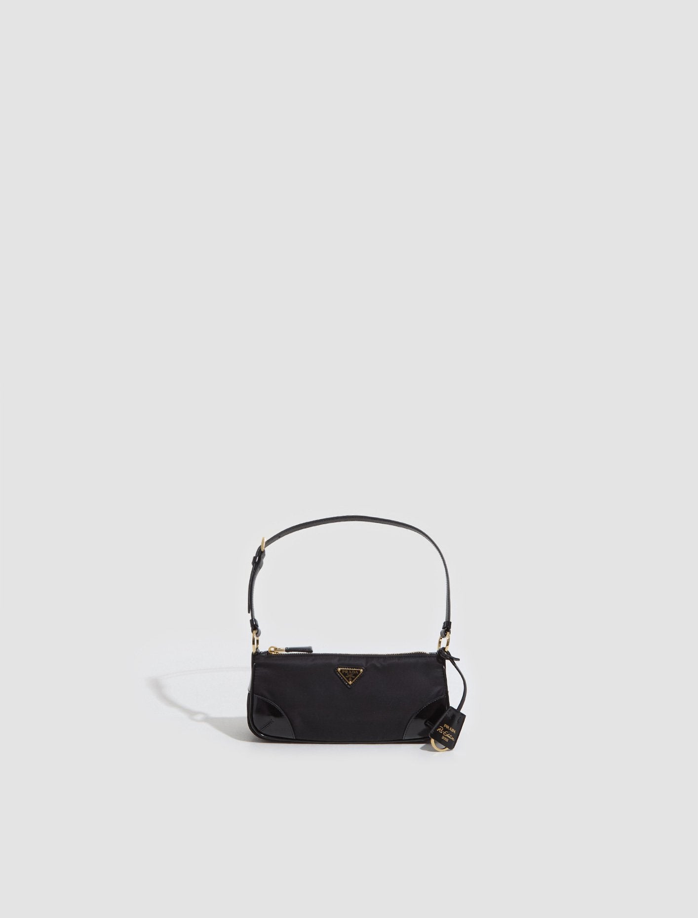 Re-Edition 2002 Re-Nylon and Brushed Leather Shoulder Bag in Black