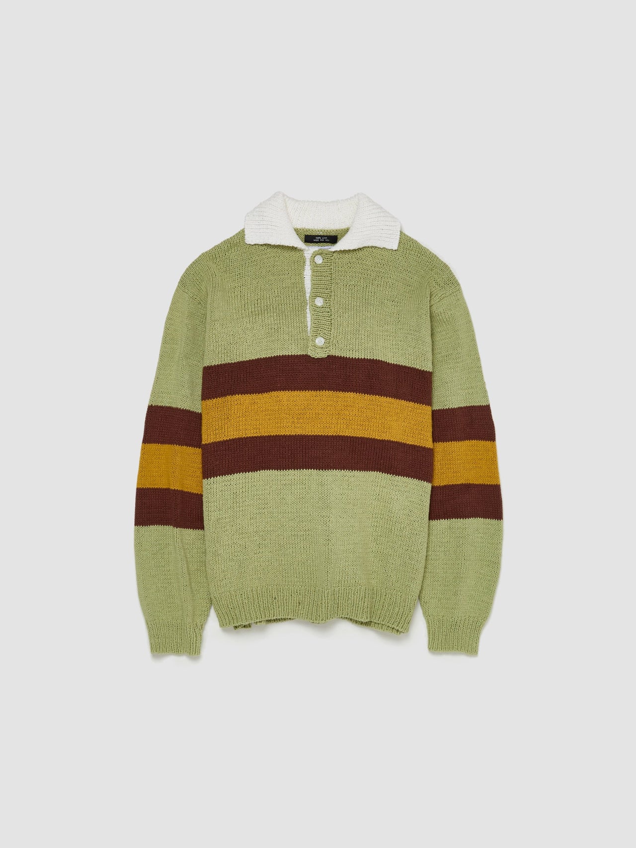 Hand Knitting Rugby Sweater in Tea Green