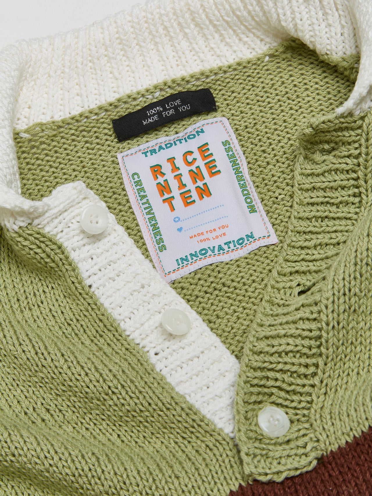 Hand Knitting Rugby Sweater in Tea Green