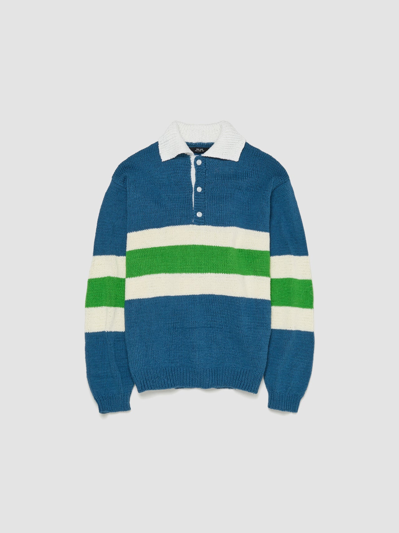 Hand Knitting Rugby Sweater in Ocean Blue