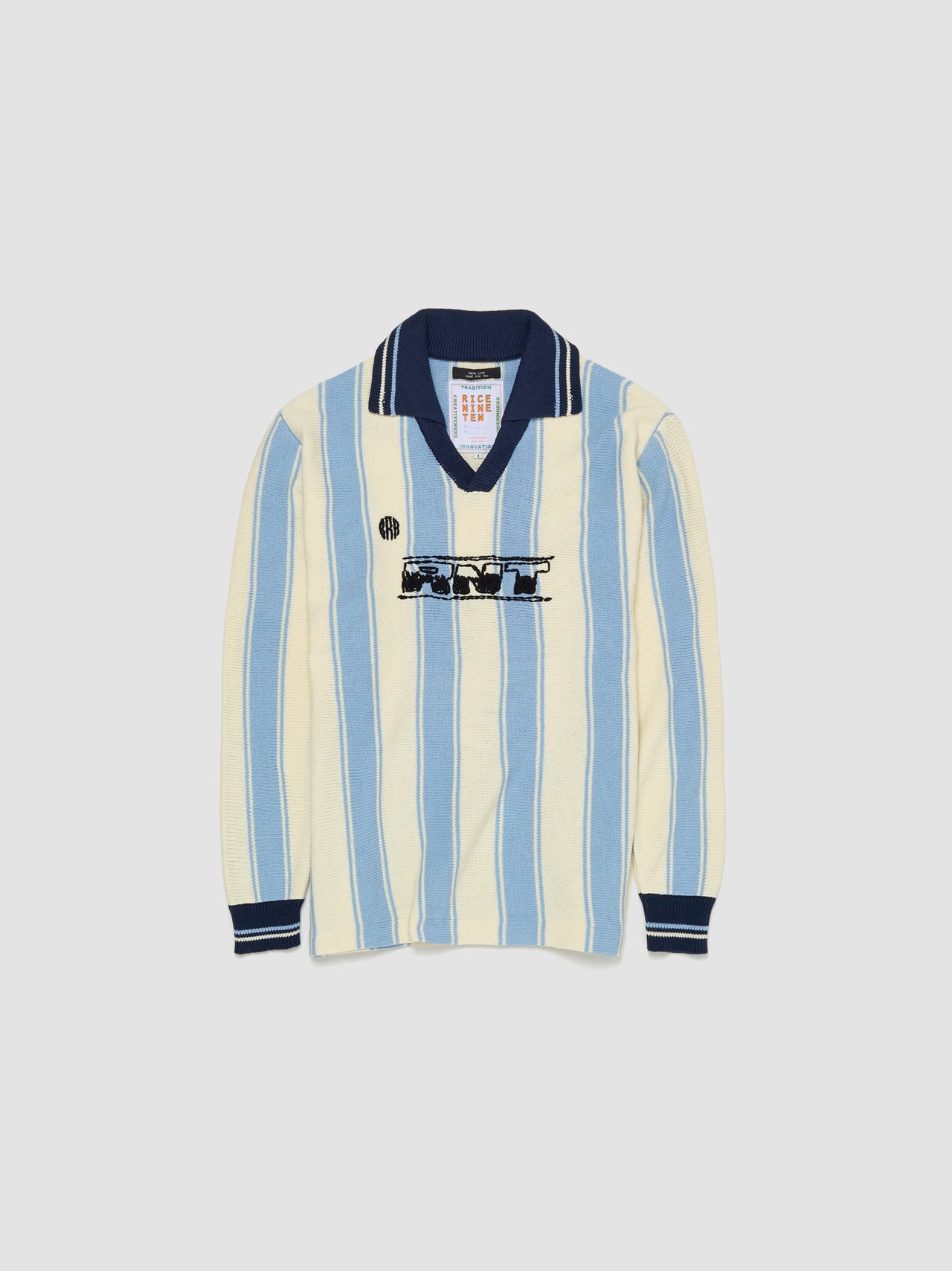 Knitting Long Sleeve Soccer Jersey in Light Blue