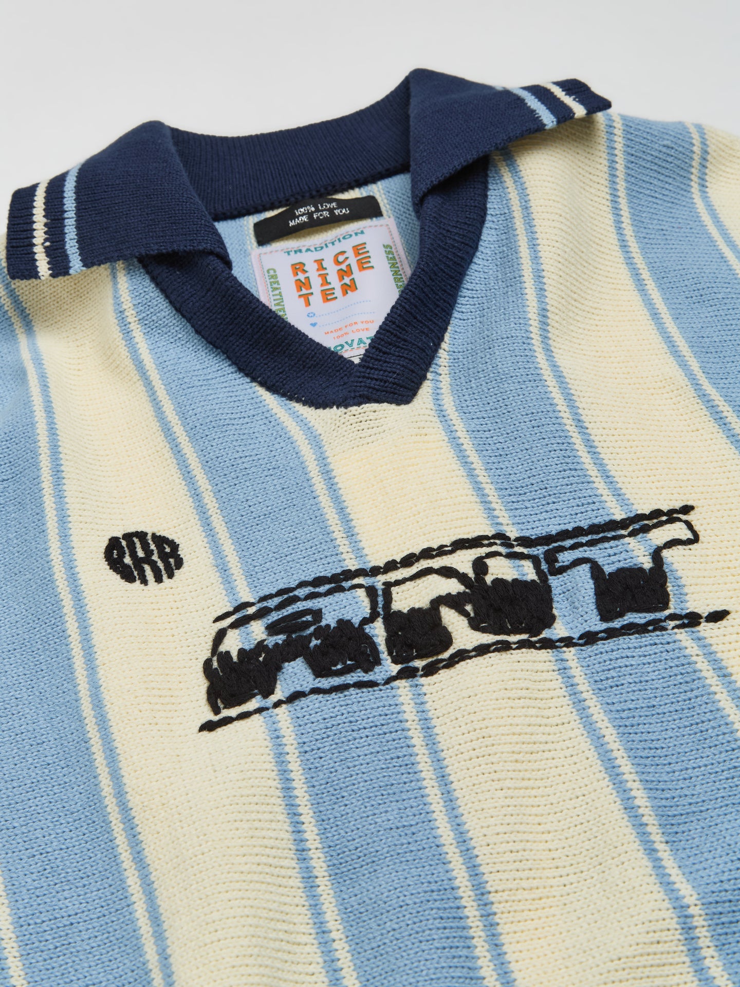 Knitting Long Sleeve Soccer Jersey in Light Blue