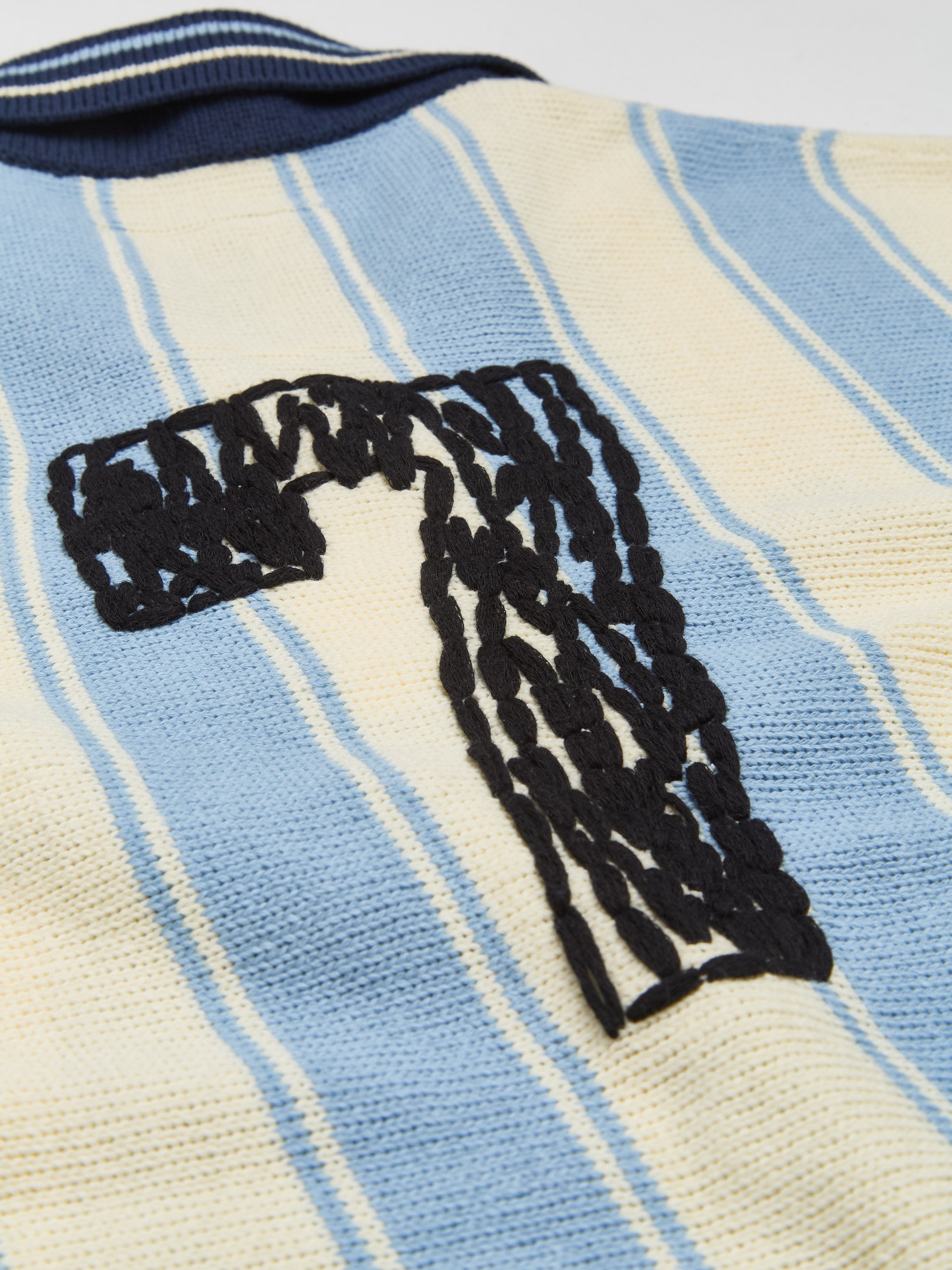 Knitting Long Sleeve Soccer Jersey in Light Blue