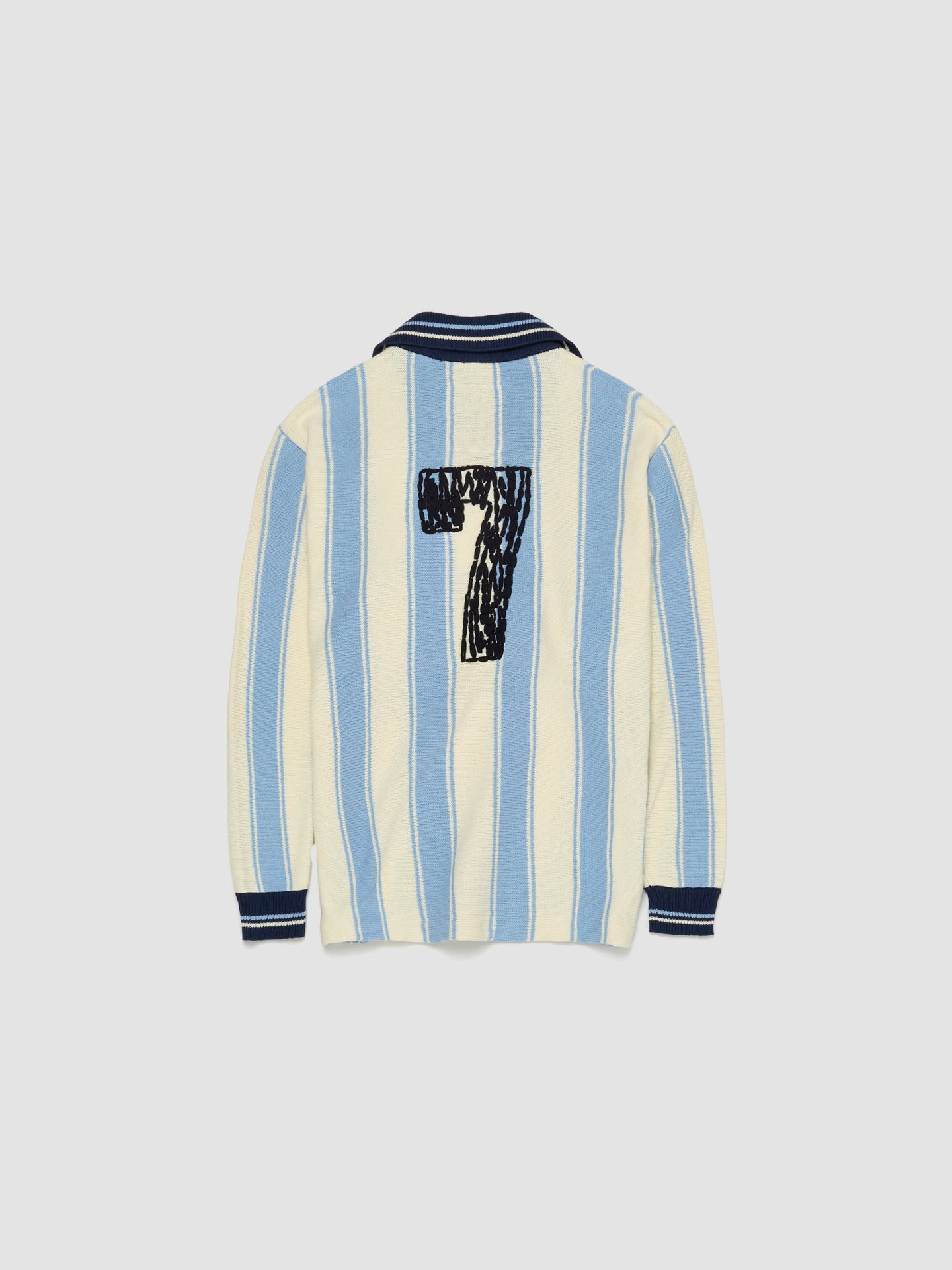 Knitting Long Sleeve Soccer Jersey in Light Blue