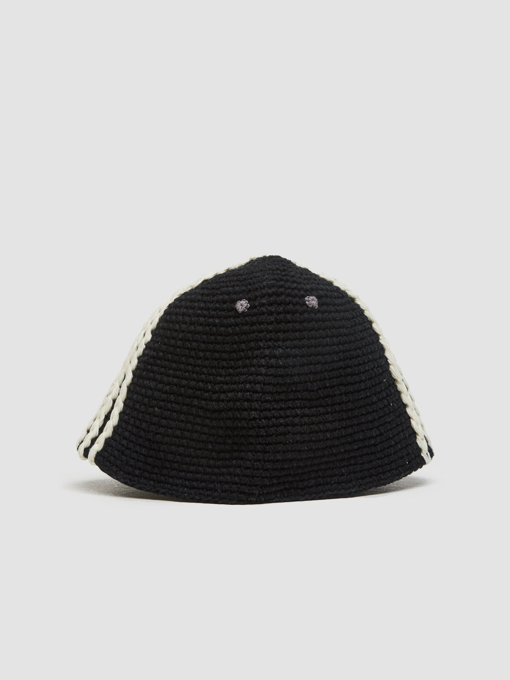 Hand Knitting 4 Lines Hat in Black