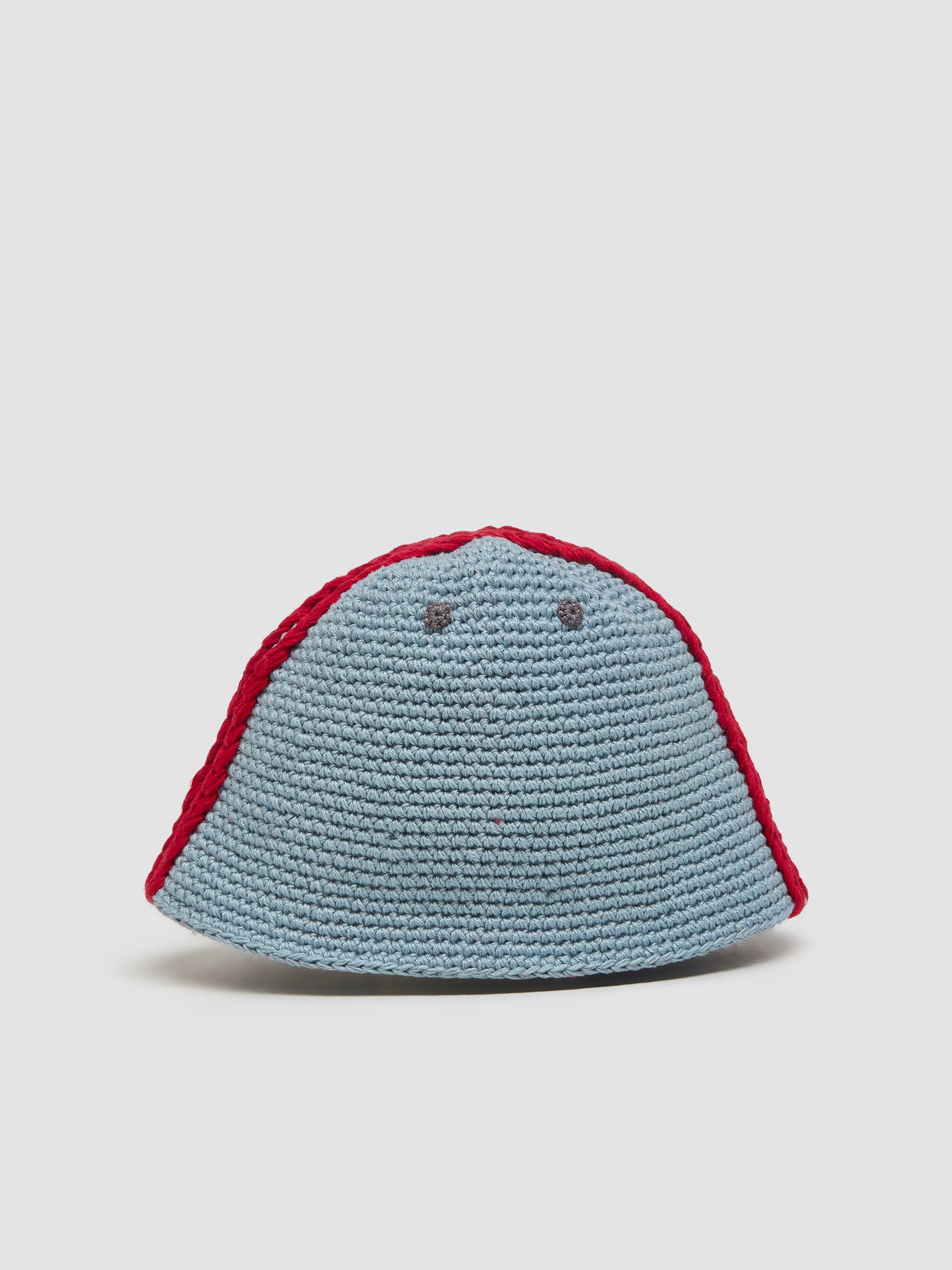 Hand Knitting 4 Lines Hat in Light Blue