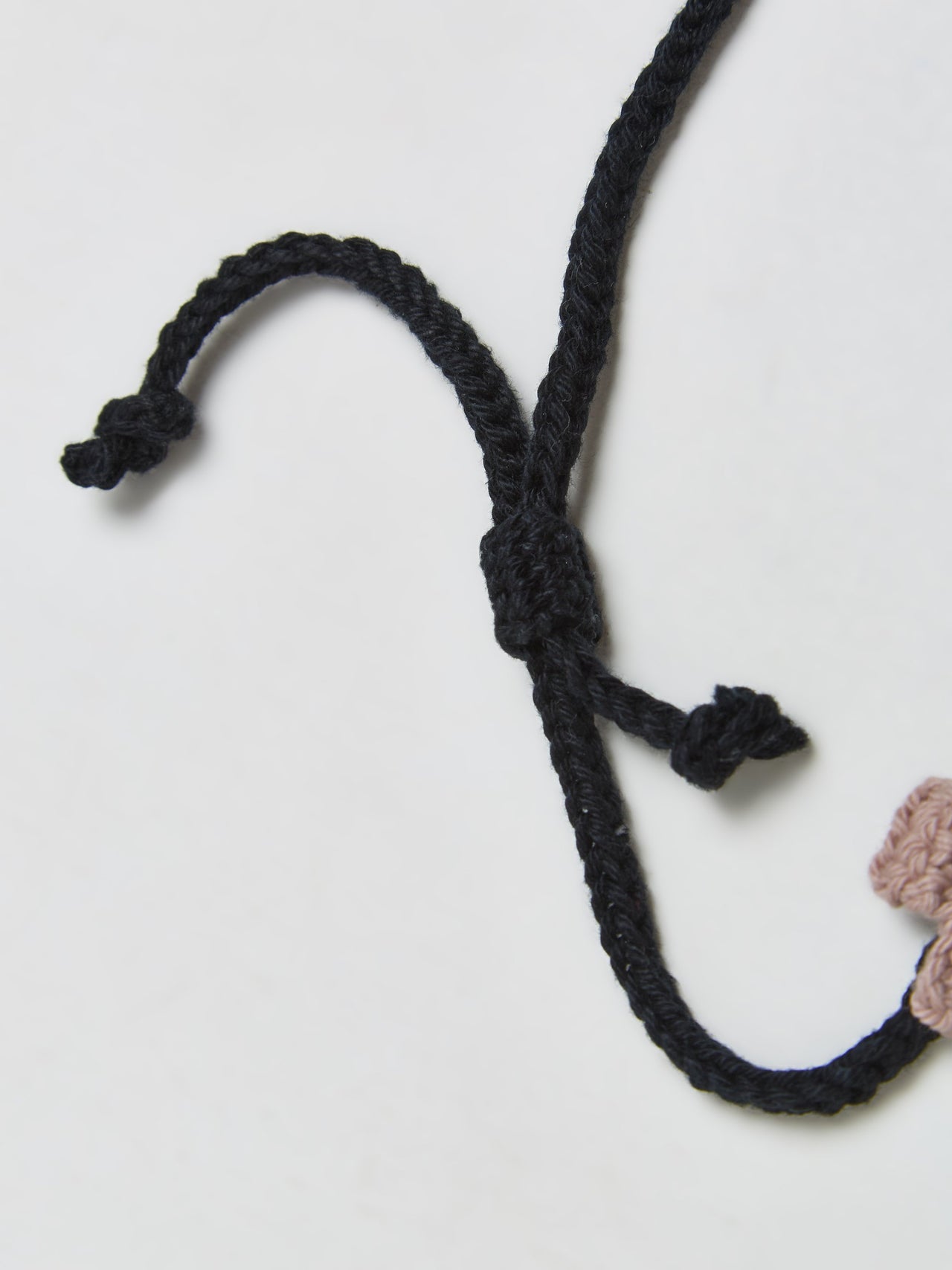 Hand Knit Crosses Necklace in Black