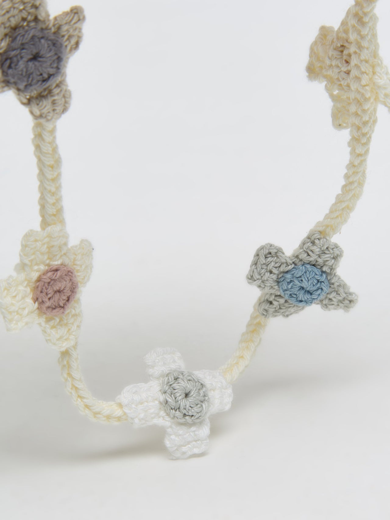 Hand Knit Crosses Necklace in Off White