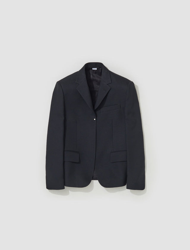 Woven Buttonless Blazer in Black