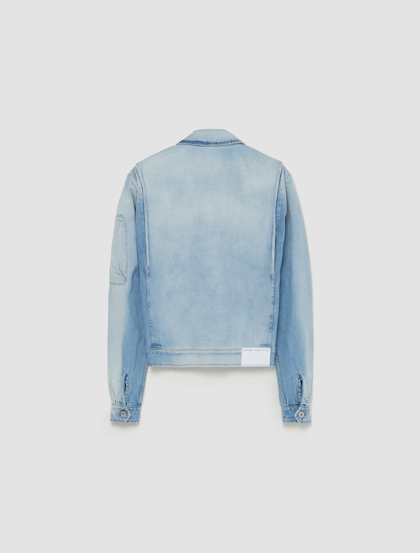 Zipped Woven Denim Jacket in Blue