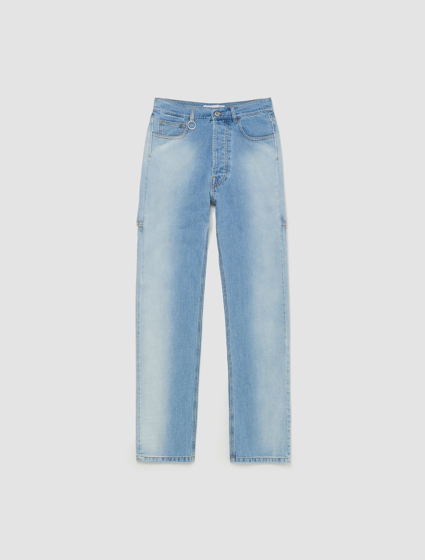 Woven Back Cut Denim Pants in Blue