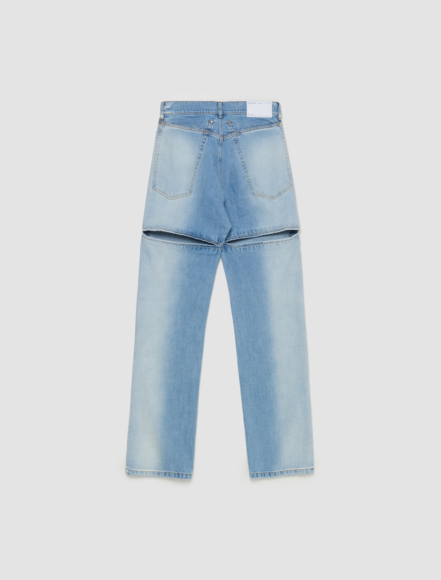 Woven Back Cut Denim Pants in Blue