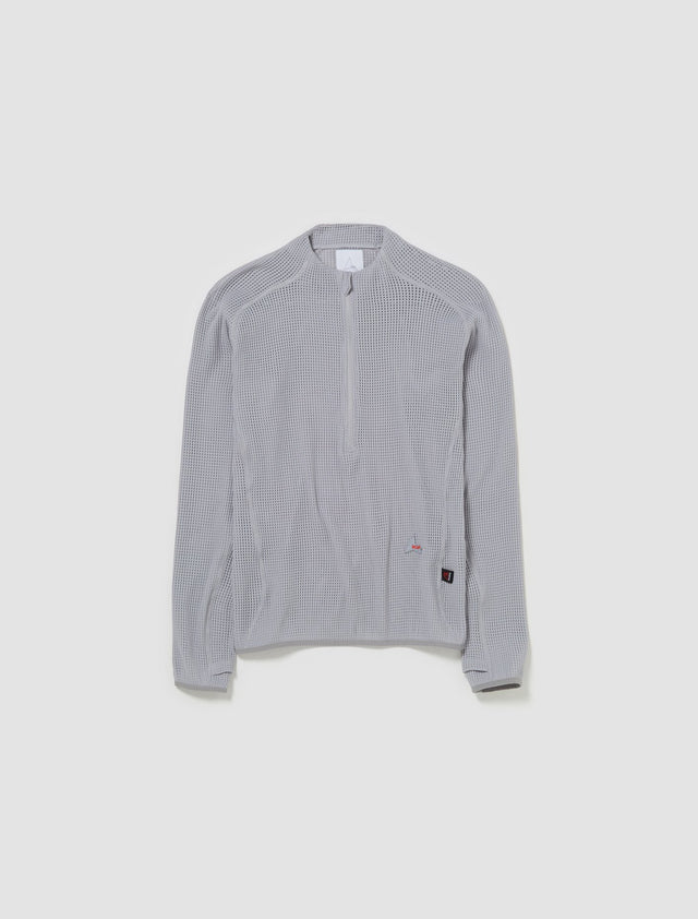 Mesh Zip-Up Sweatshirt in Dark Grey