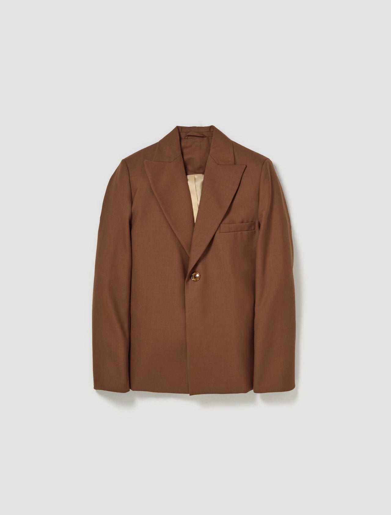 Power Blazer in Mid Brown Wool