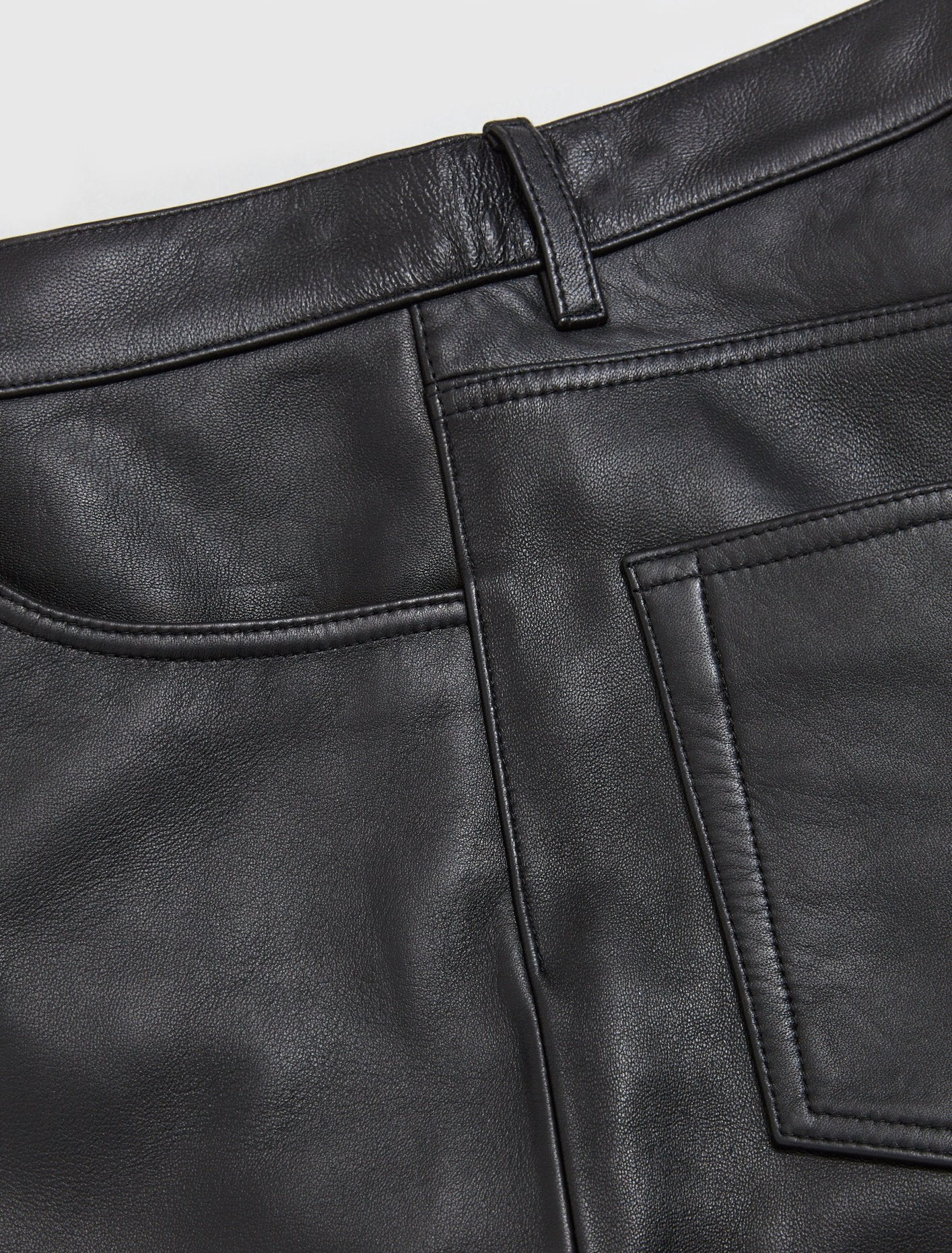 Straight Leather Trousers in Black