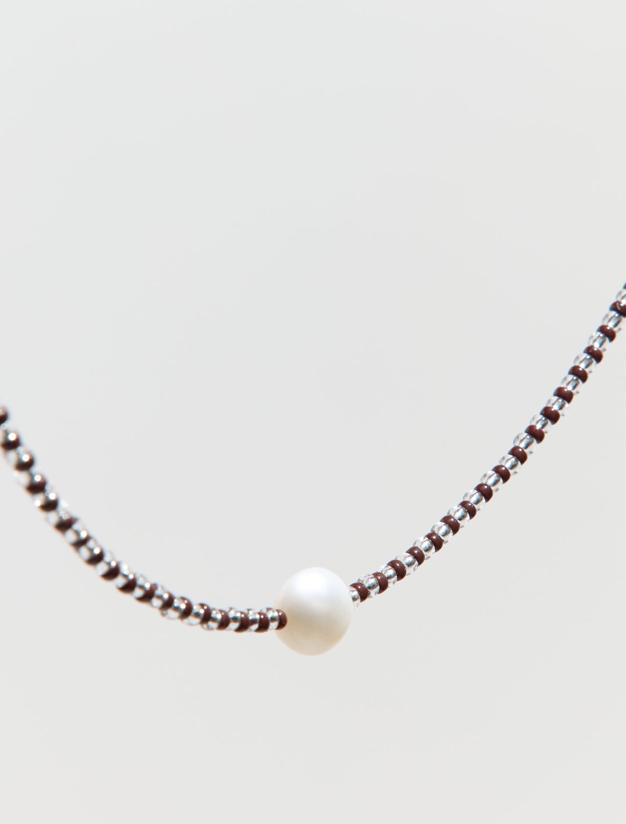 Somos Como Niños Necklace in Brown & Silver Stripe