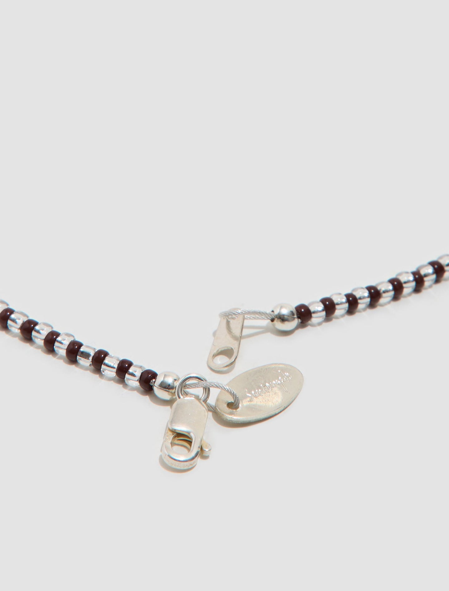 Somos Como Niños Necklace in Brown & Silver Stripe