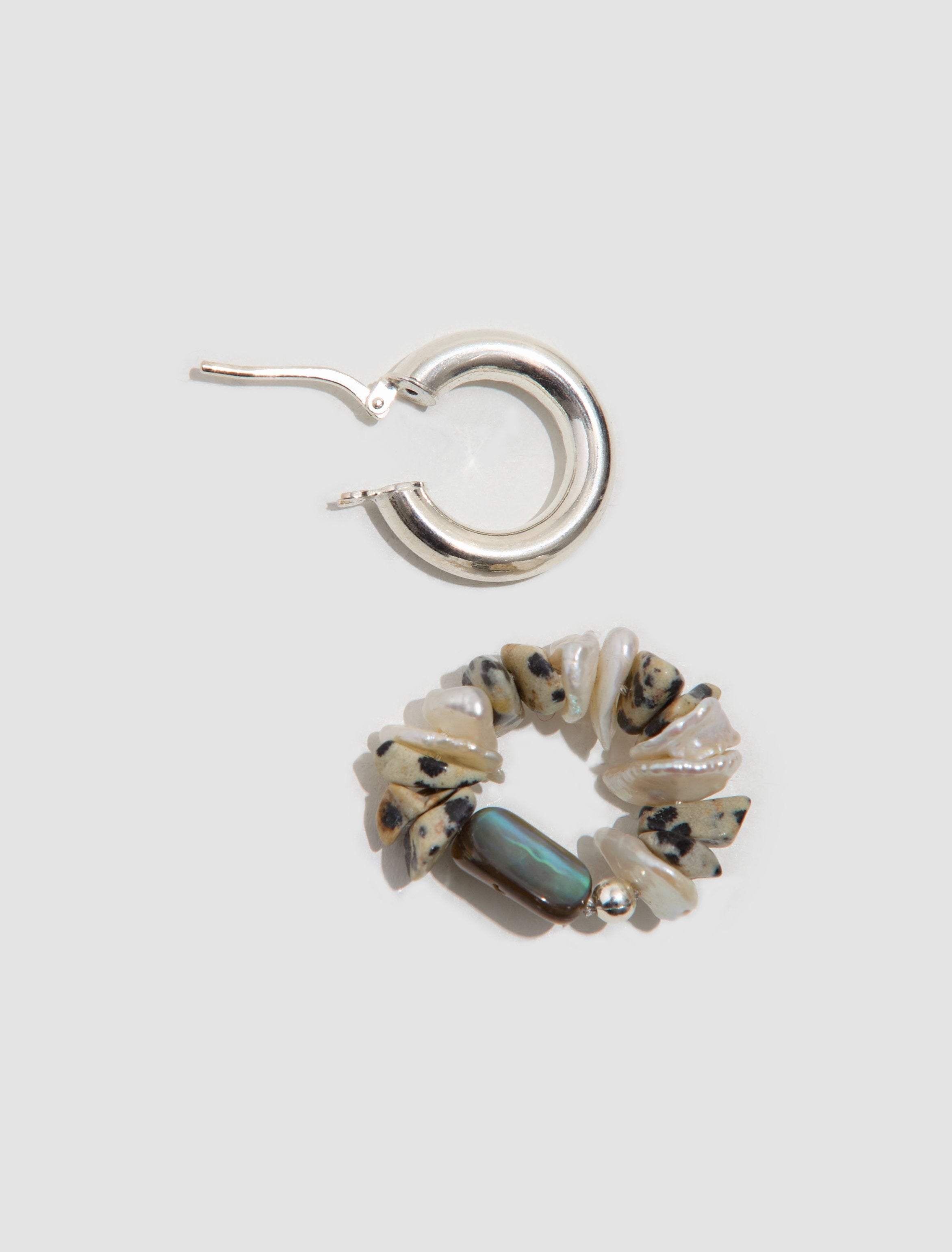 Che Bomba Abalone Hoop Earring in Silver