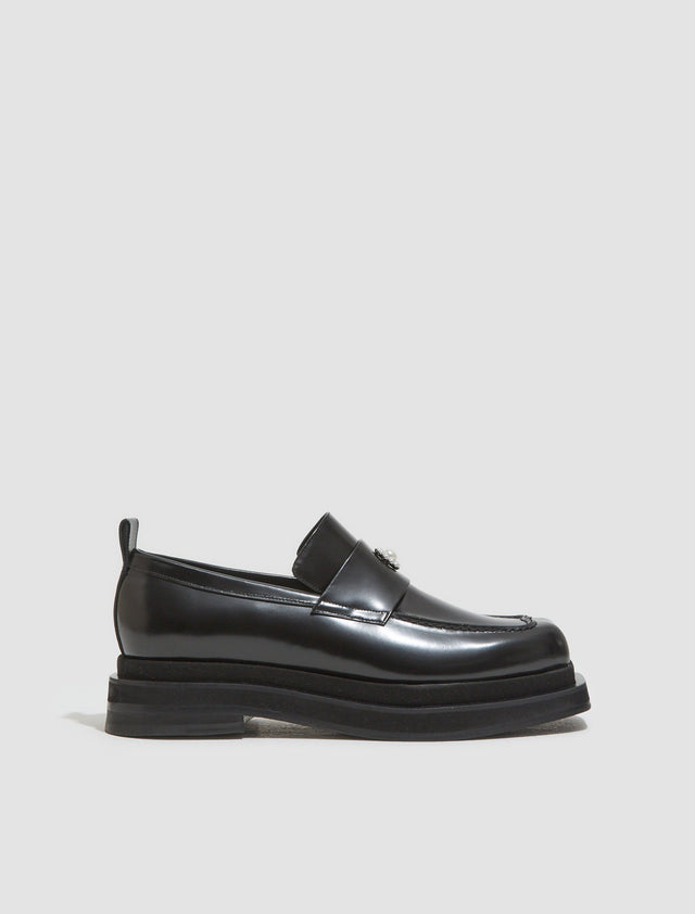 Heart Toe Platform Loafers in Black