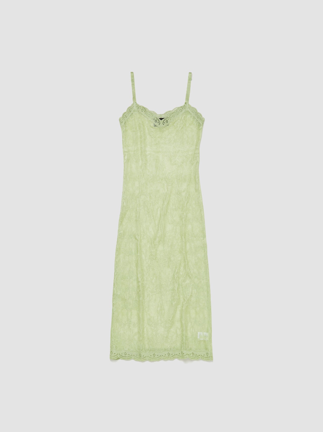 Floral Jacquard Mesh Slip Dress in Mint