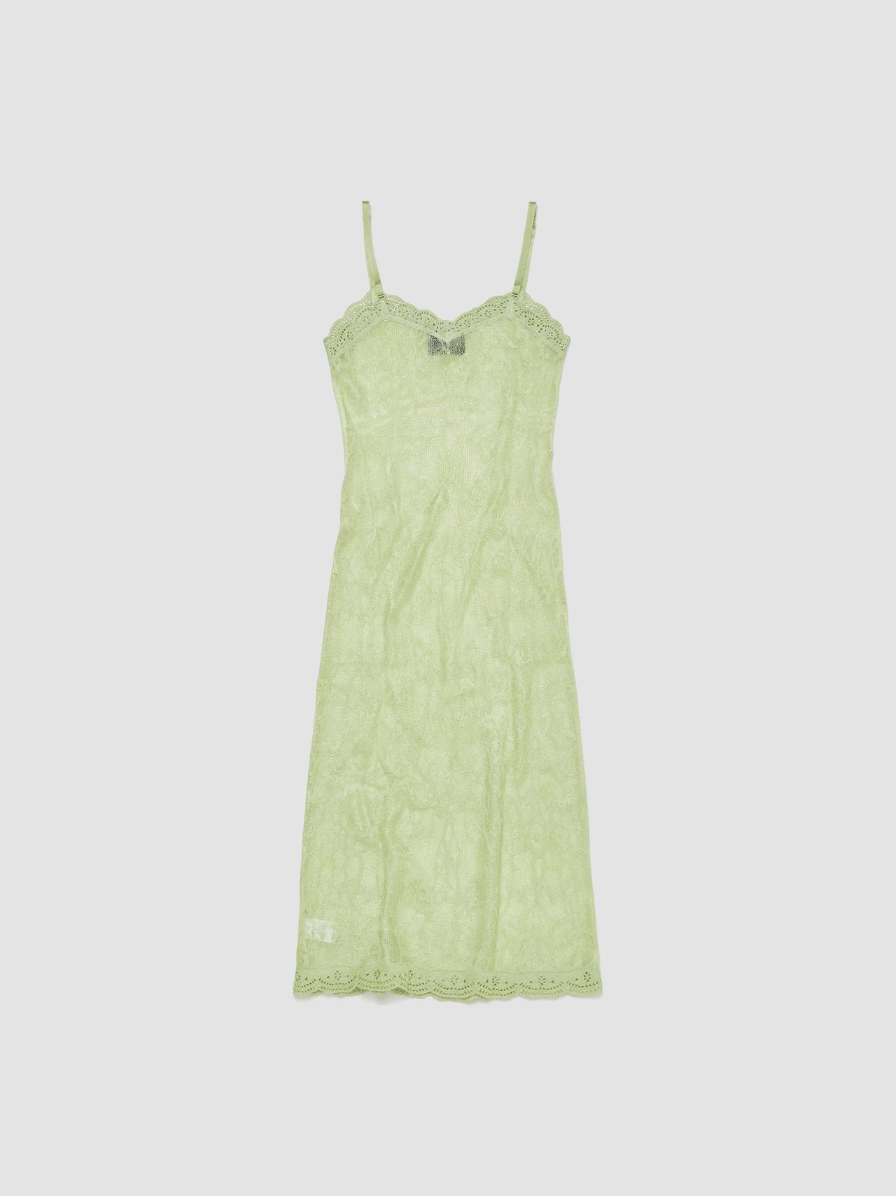 Floral Jacquard Mesh Slip Dress in Mint