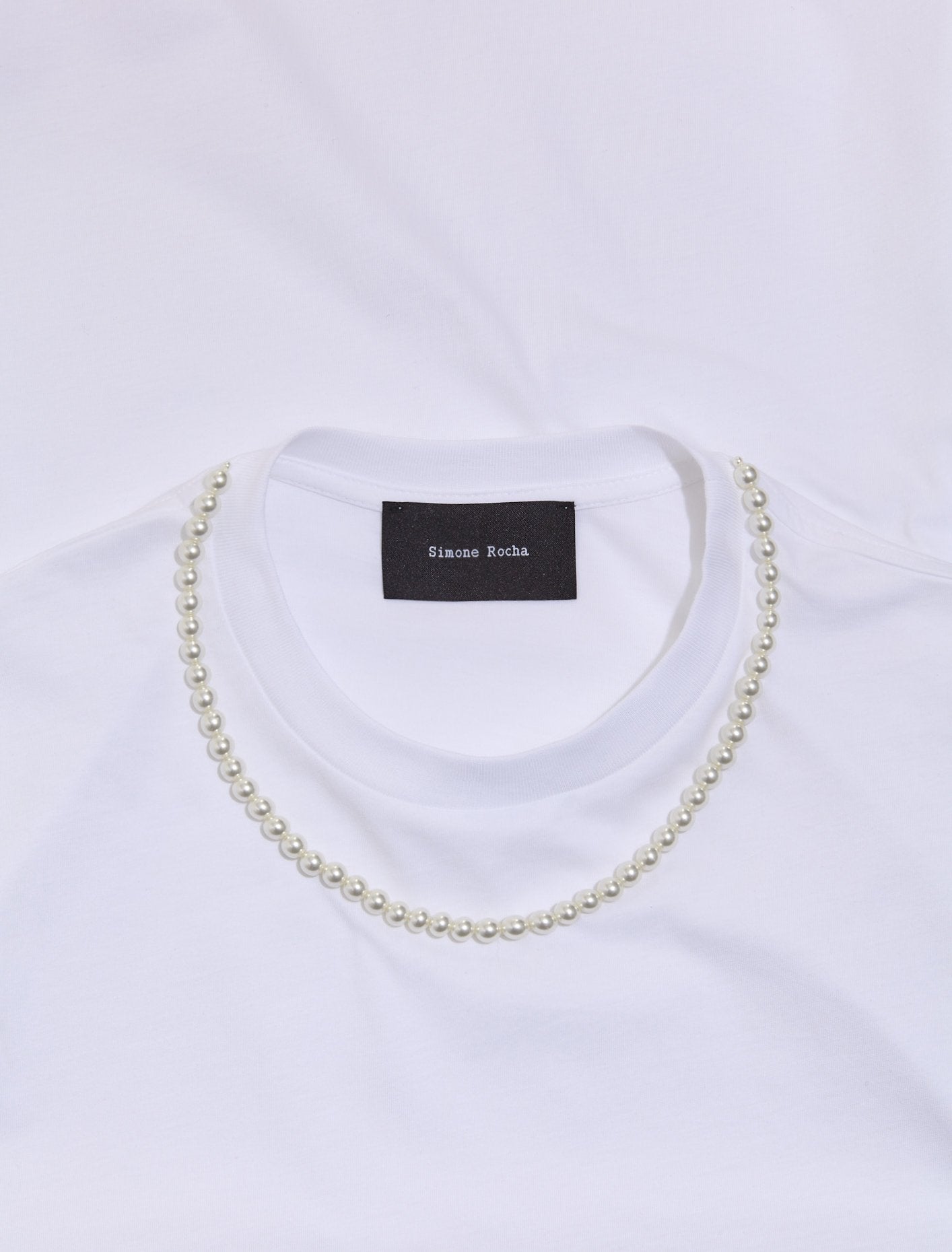 Simone Rocha - Beaded A-Line T-Shirt Dress with Trim in White - 7259B_0553 Voo Store Simone Rocha - Beaded A-Line T-Shirt Dress with Trim in White - 7259B_0553 Voo Store