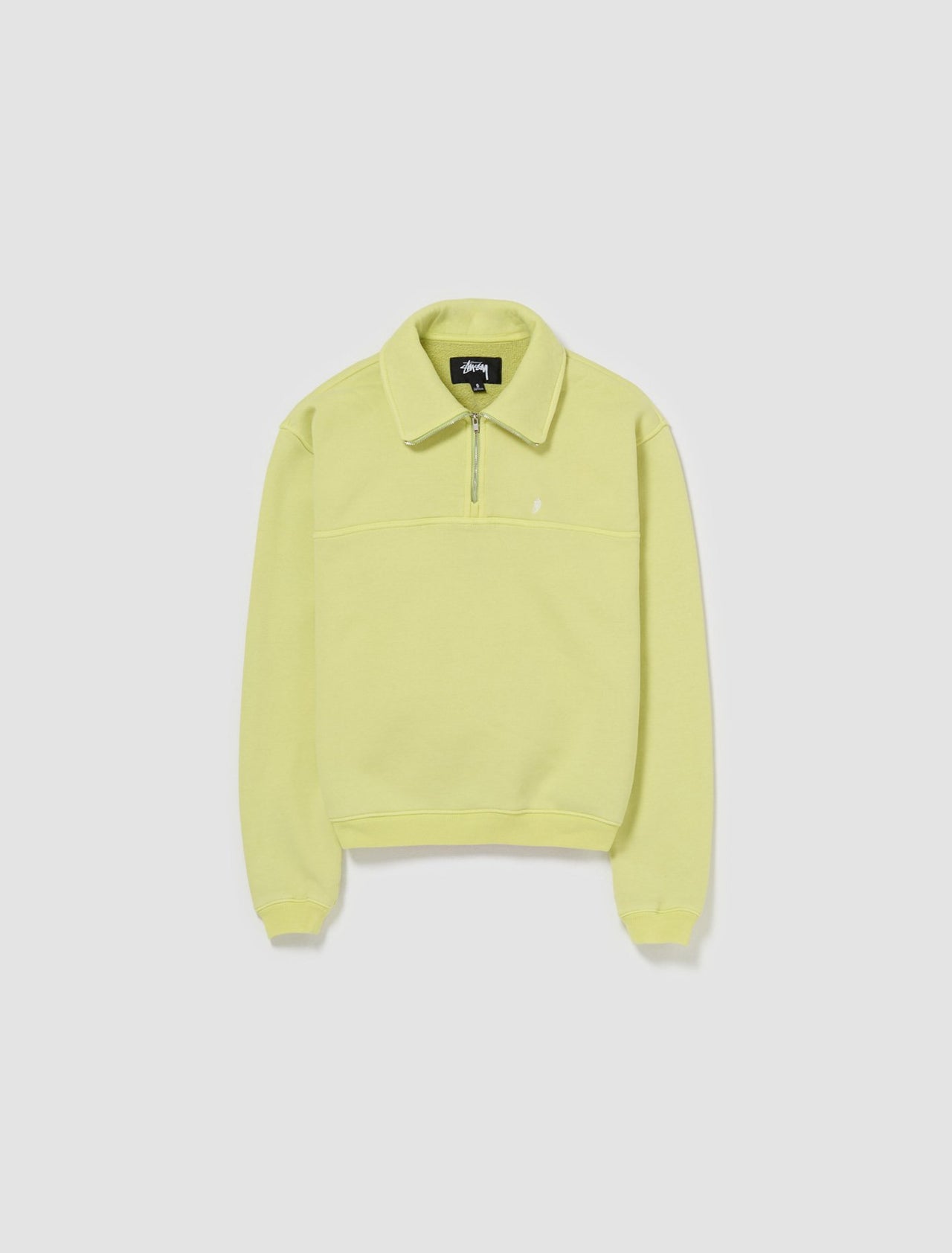 Fleece Zip Mock Neck Sweater in Lime