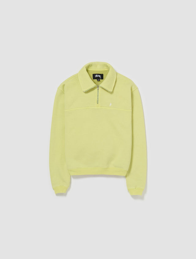 Fleece Zip Mock Neck Sweater in Lime