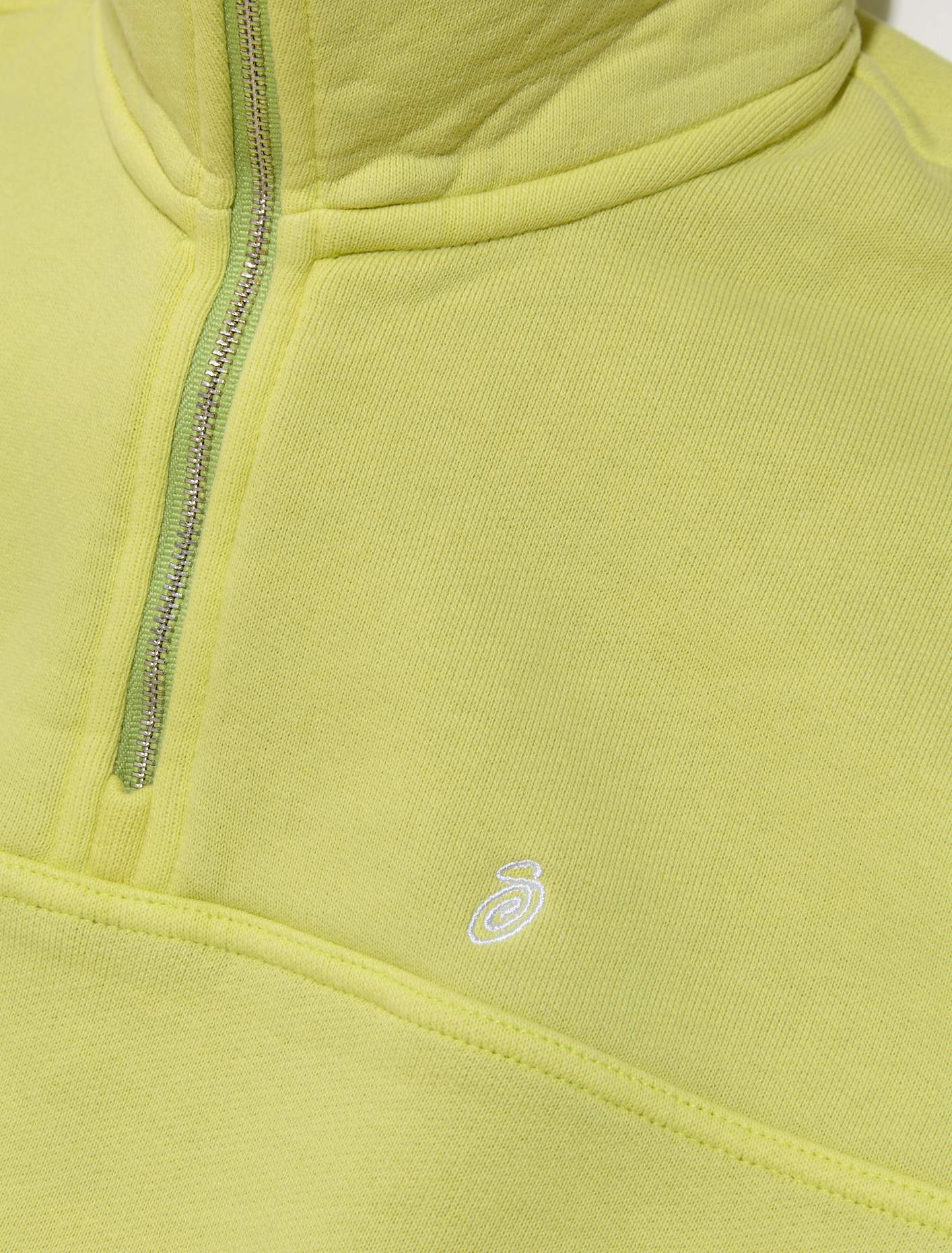 Fleece Zip Mock Neck Sweater in Lime