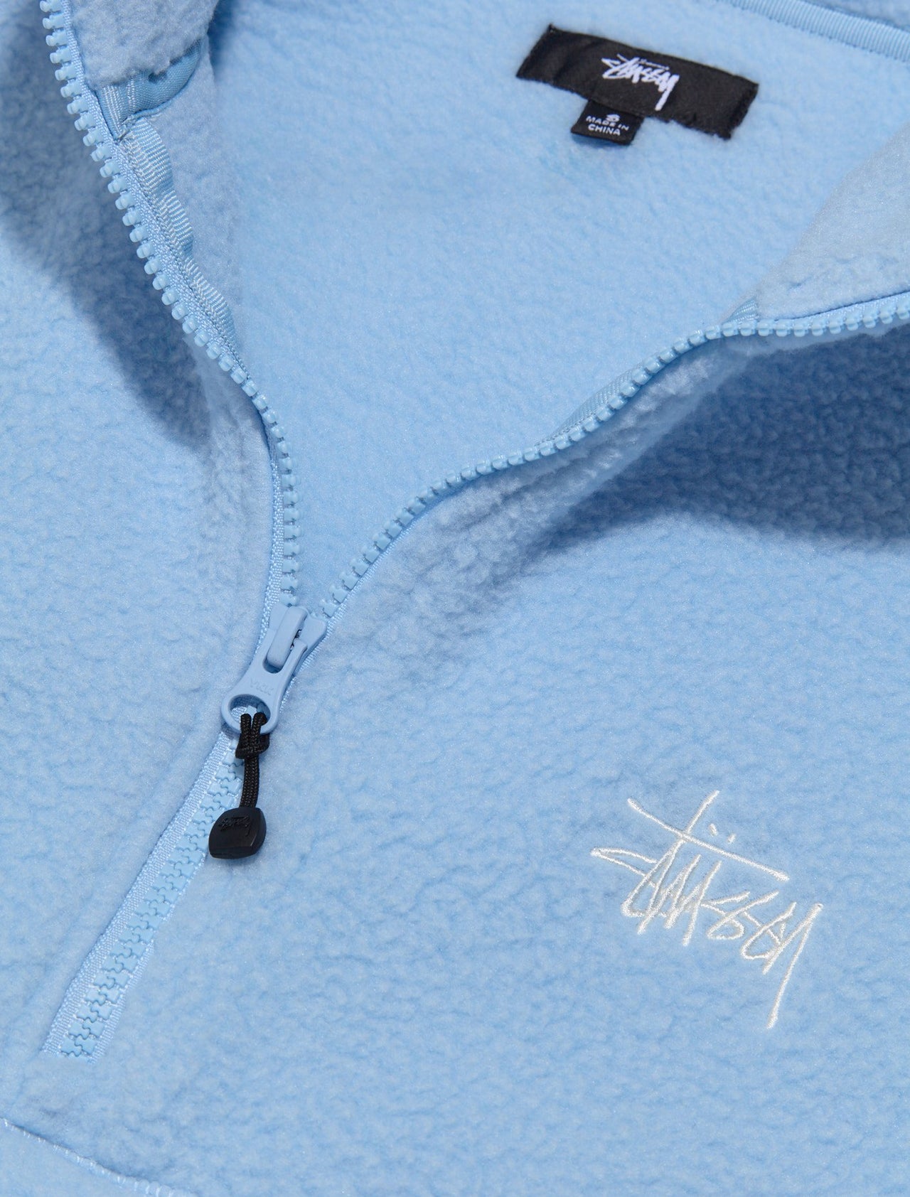 Half Zip Mock Neck Polar Fleece in Blue