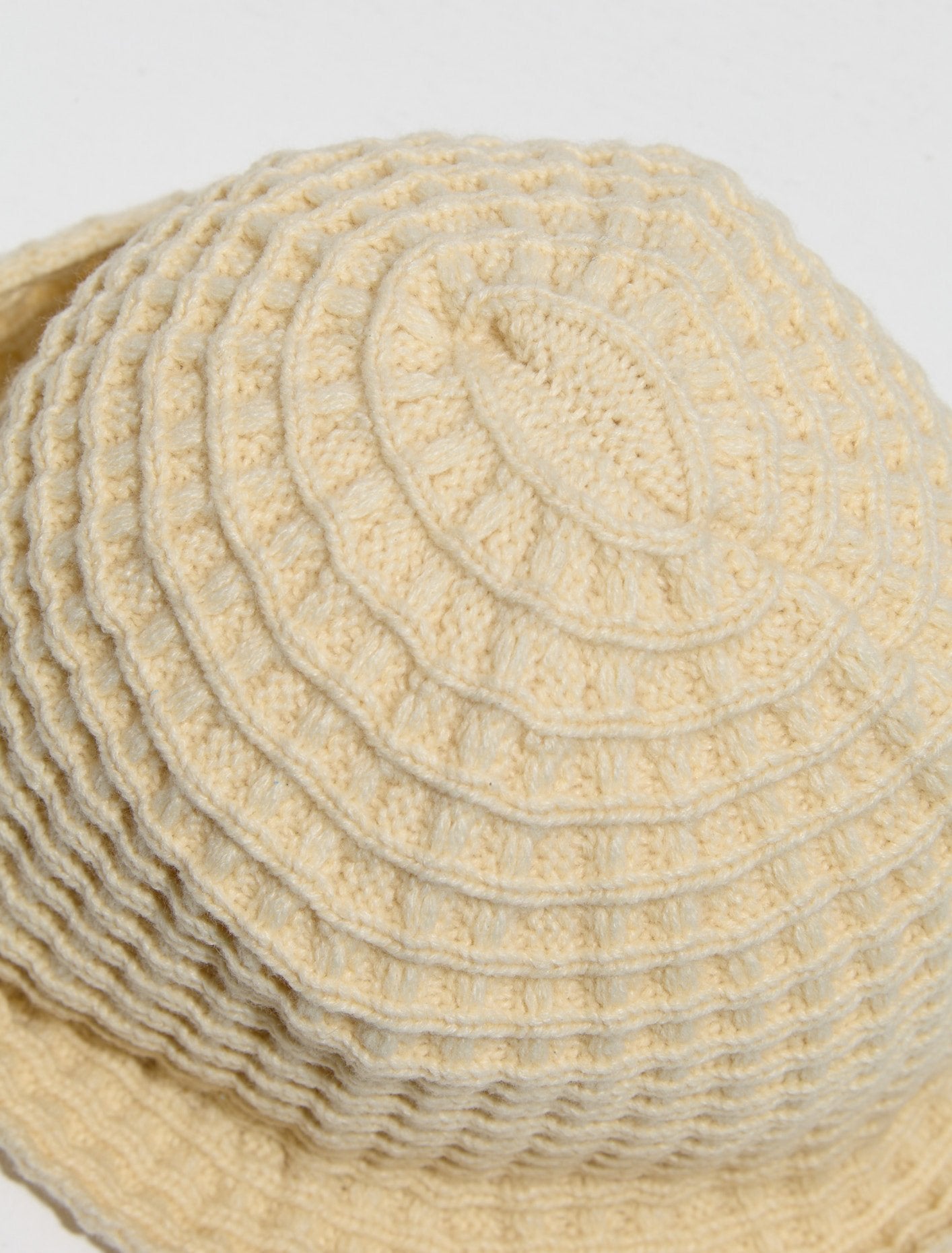 Waffle Knit Bucket Hat in Bone