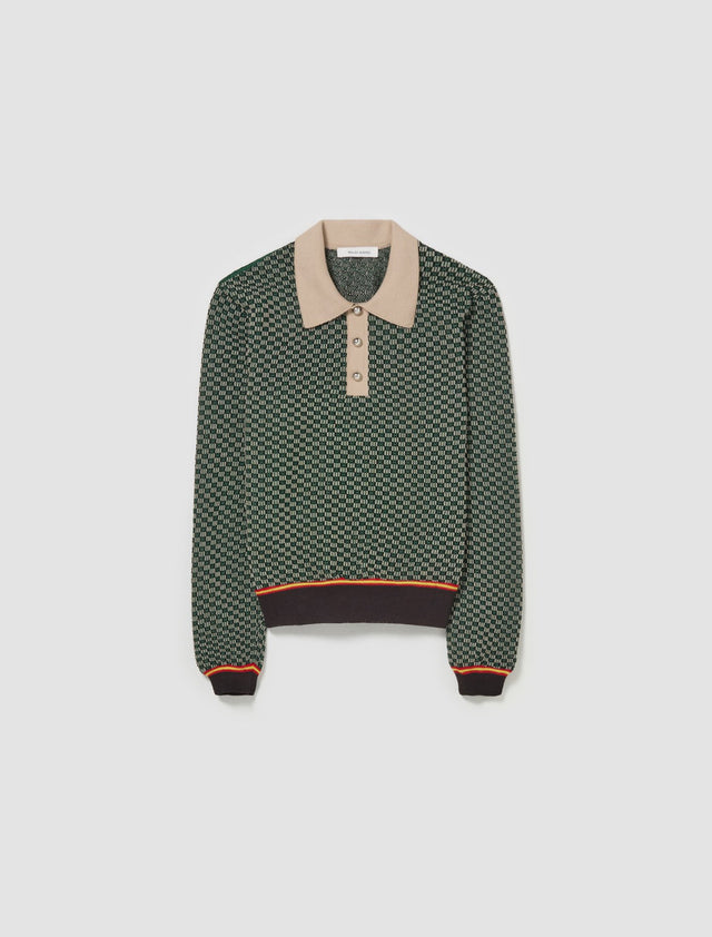 Valley Knit Polo in Green & Brown