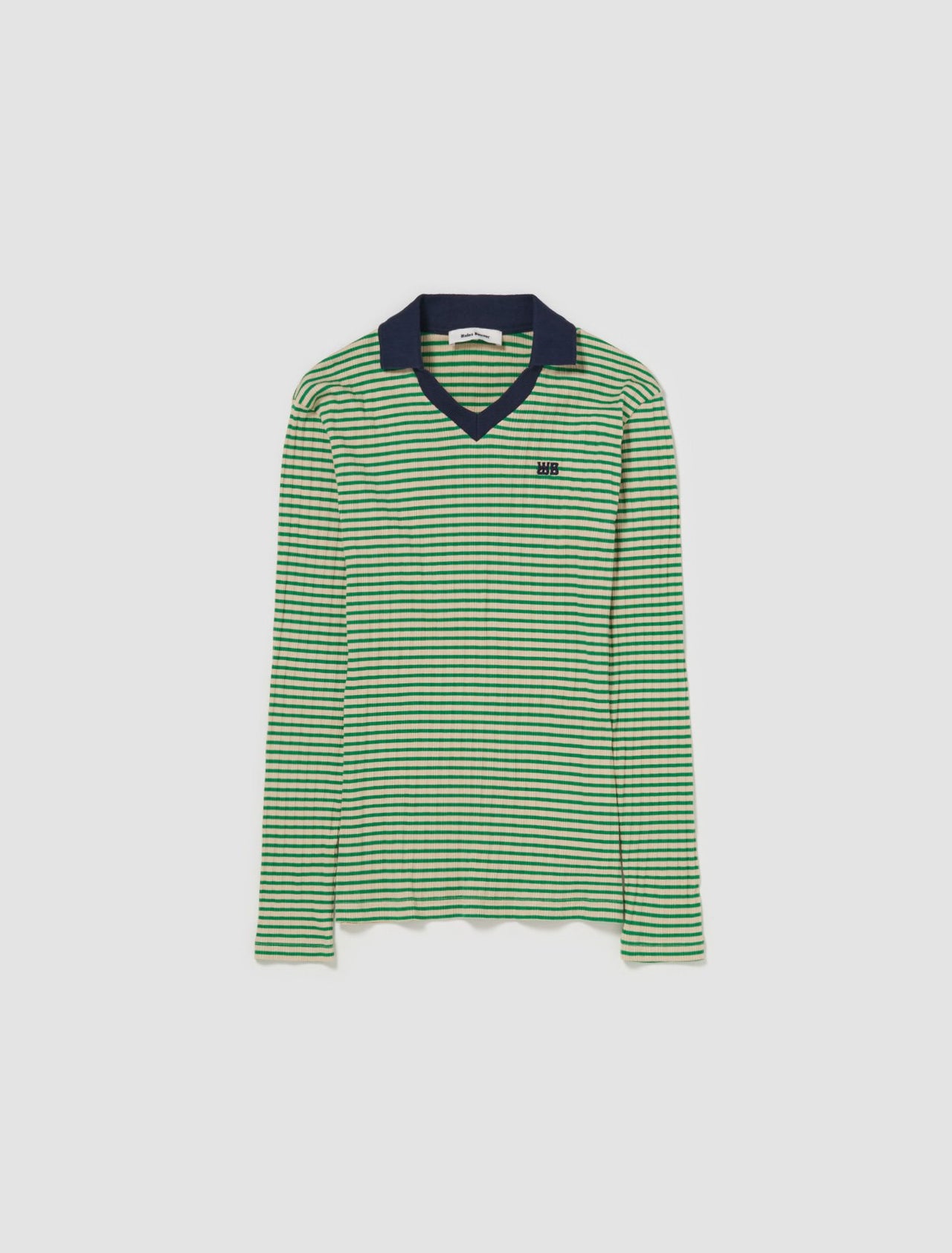 Sonic Long Sleeve Polo in Ivory & Green