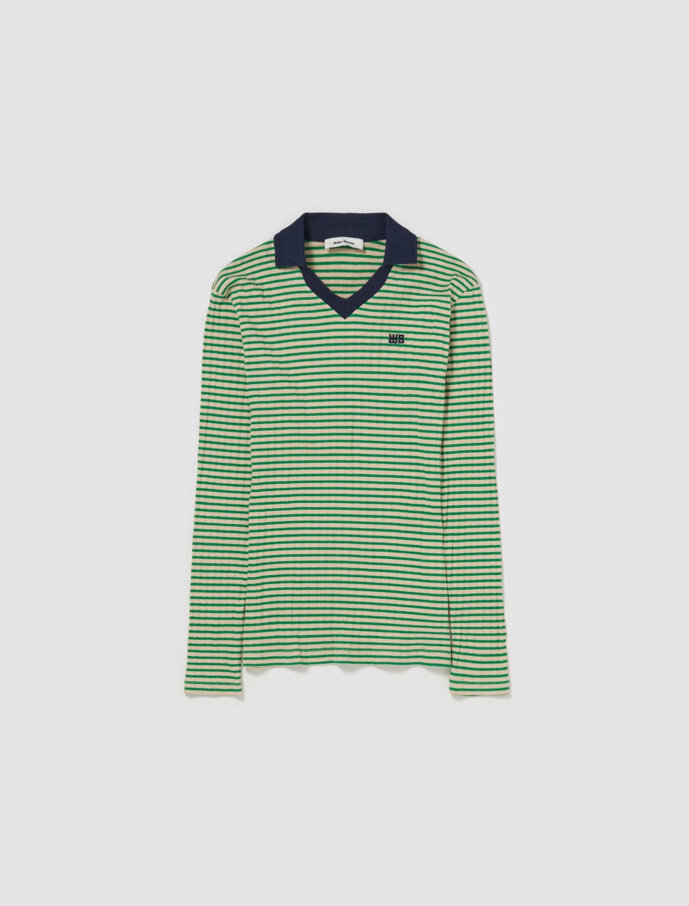 Sonic Long Sleeve Polo in Ivory & Green