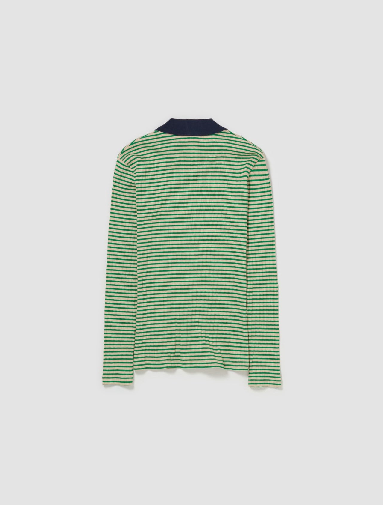 Sonic Long Sleeve Polo in Ivory & Green