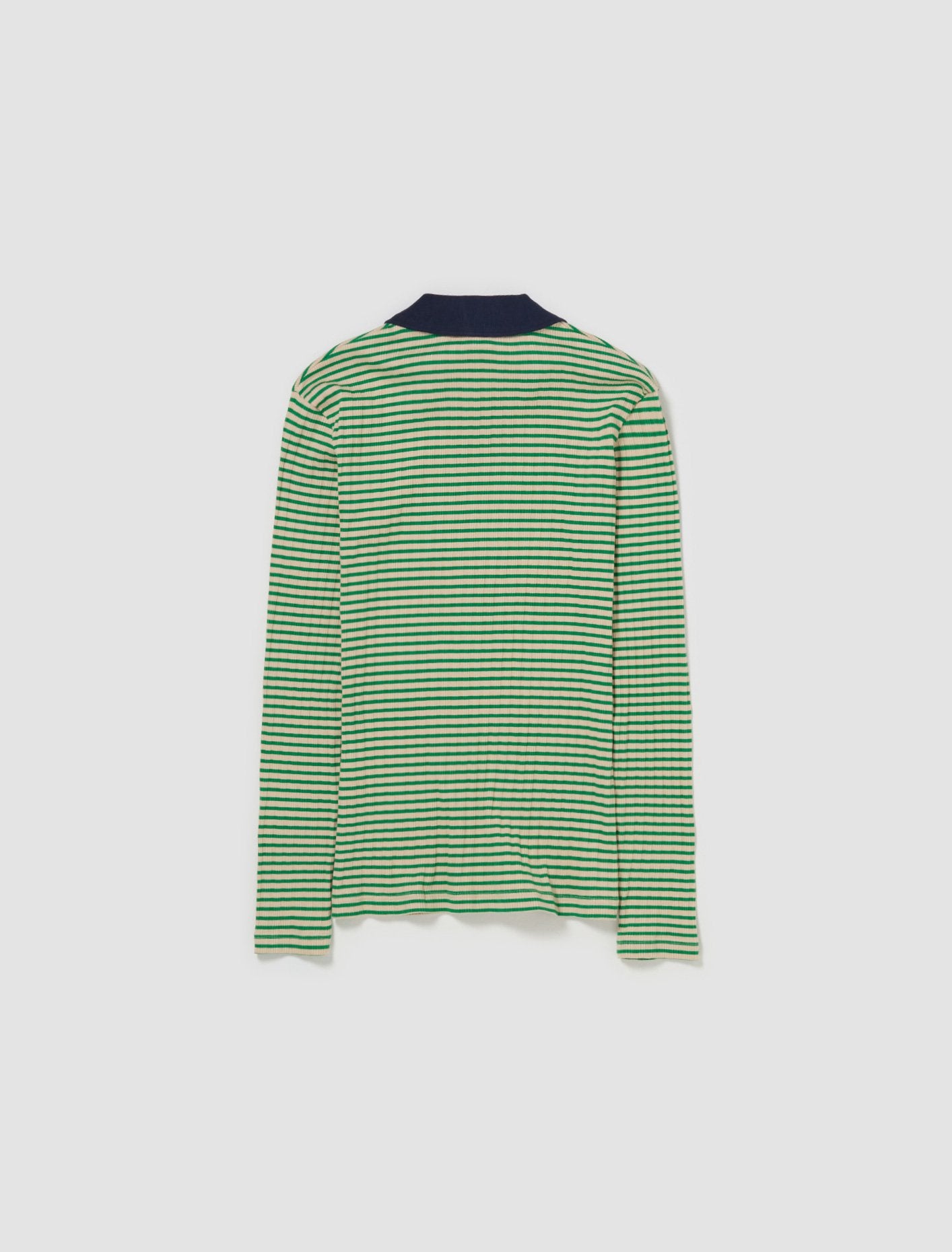 Sonic Long Sleeve Polo in Ivory & Green