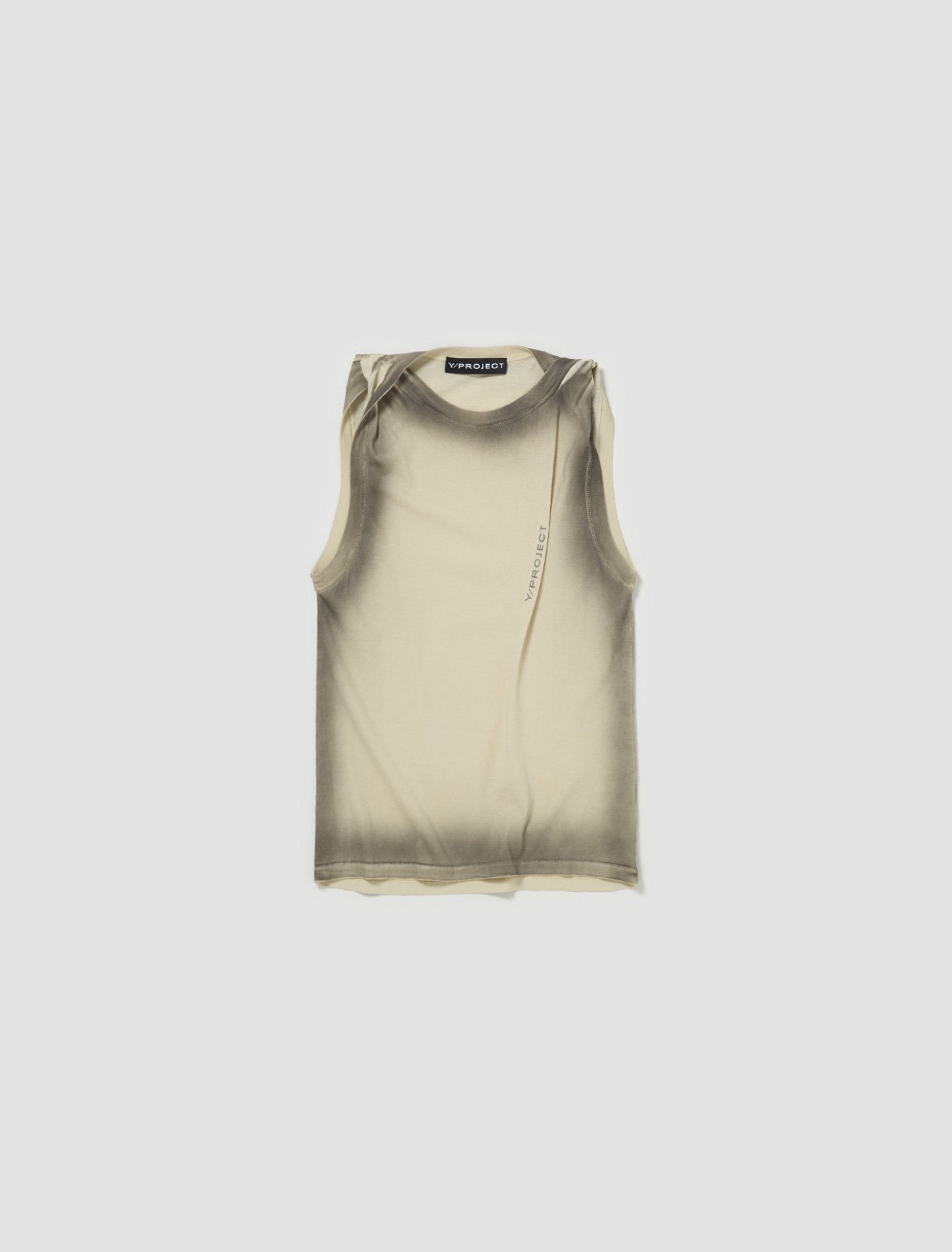 Twisted Shoulder Tank Top in Beige Spray