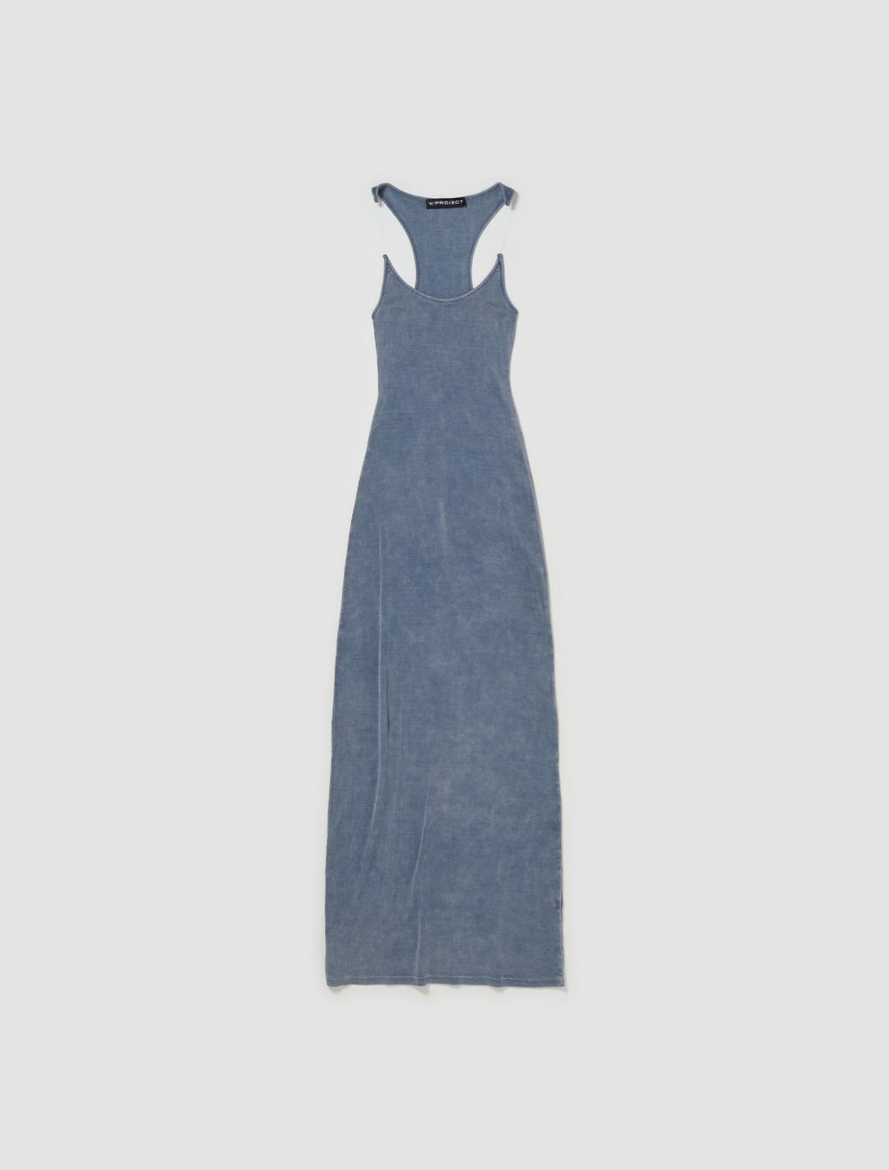 Invisible Strap Dress in Blue Acid Wash