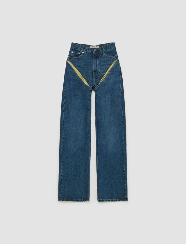 Evergreen Cut Out Jeans in Vintage Blue