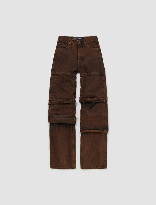 Multi Cuff Jeans in Brown