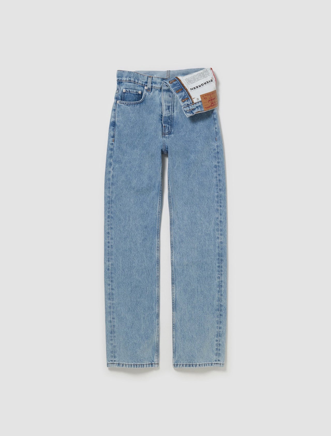 Evergreen Asymetric Waist Jeans in Ice Blue