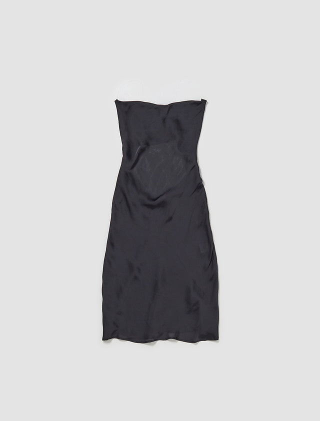 Invisible Strap Slip Dress in Black