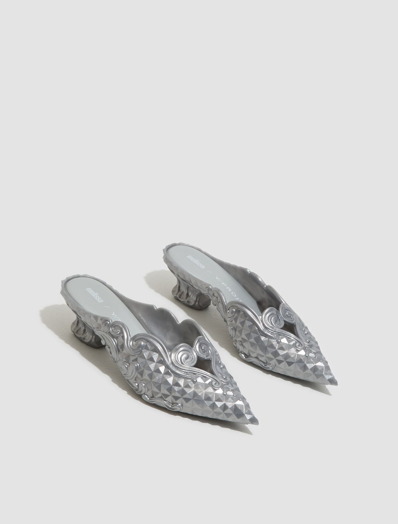 Melissa Point Mules in Silver