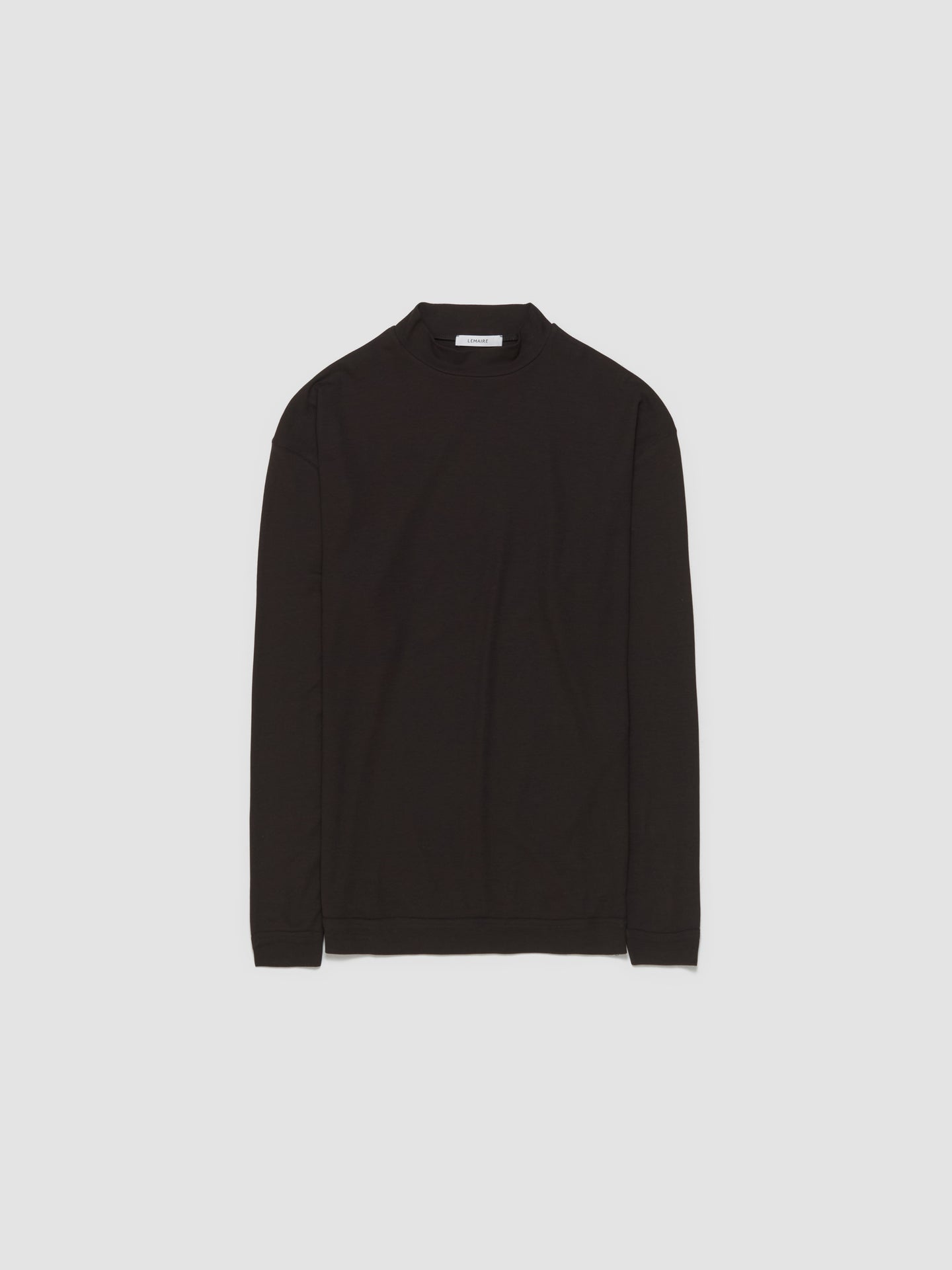 Mock Neck Long Sleeve T-Shirt in Dark Espresso