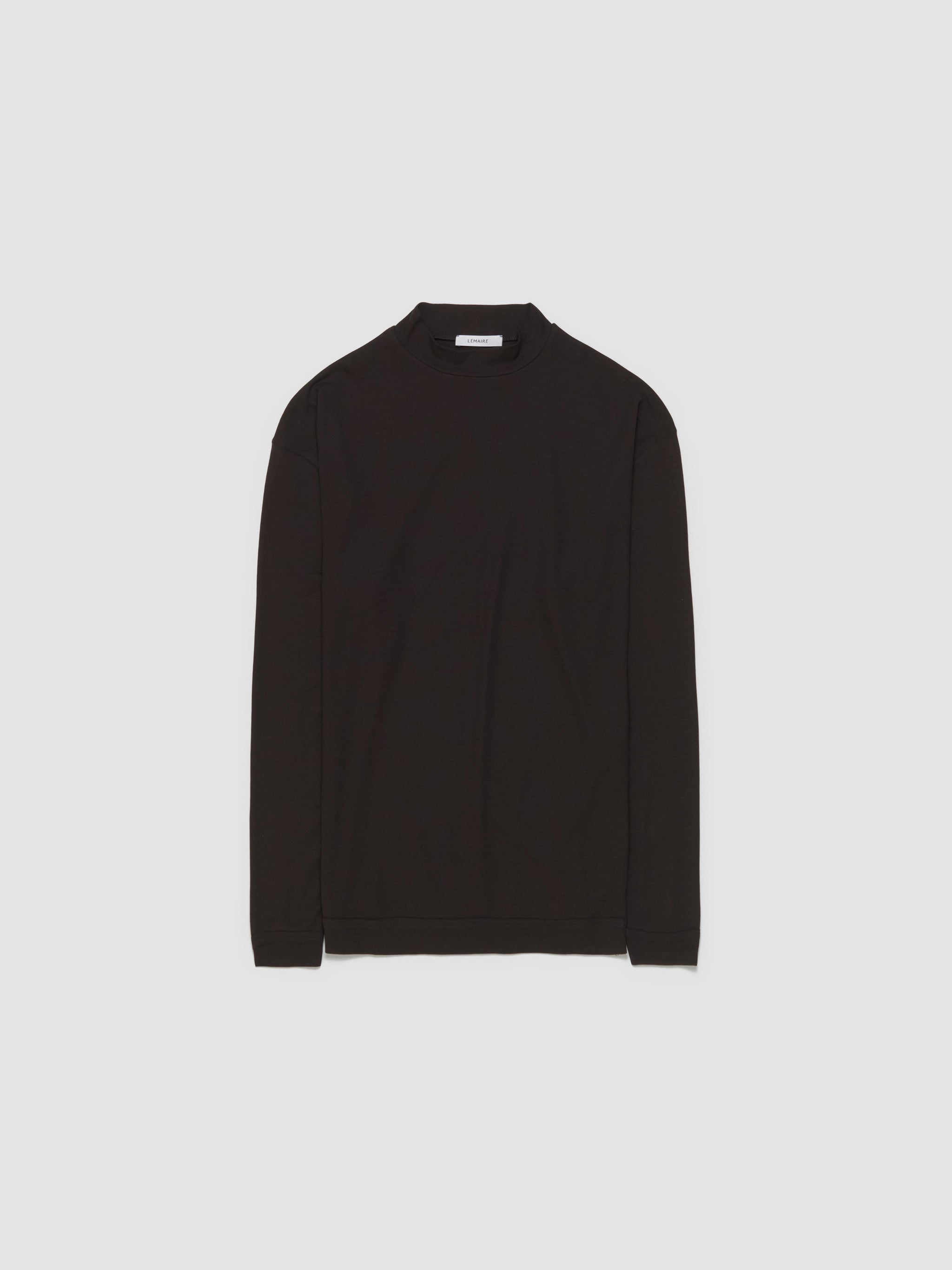 Mock Neck Long Sleeve T-Shirt in Dark Espresso
