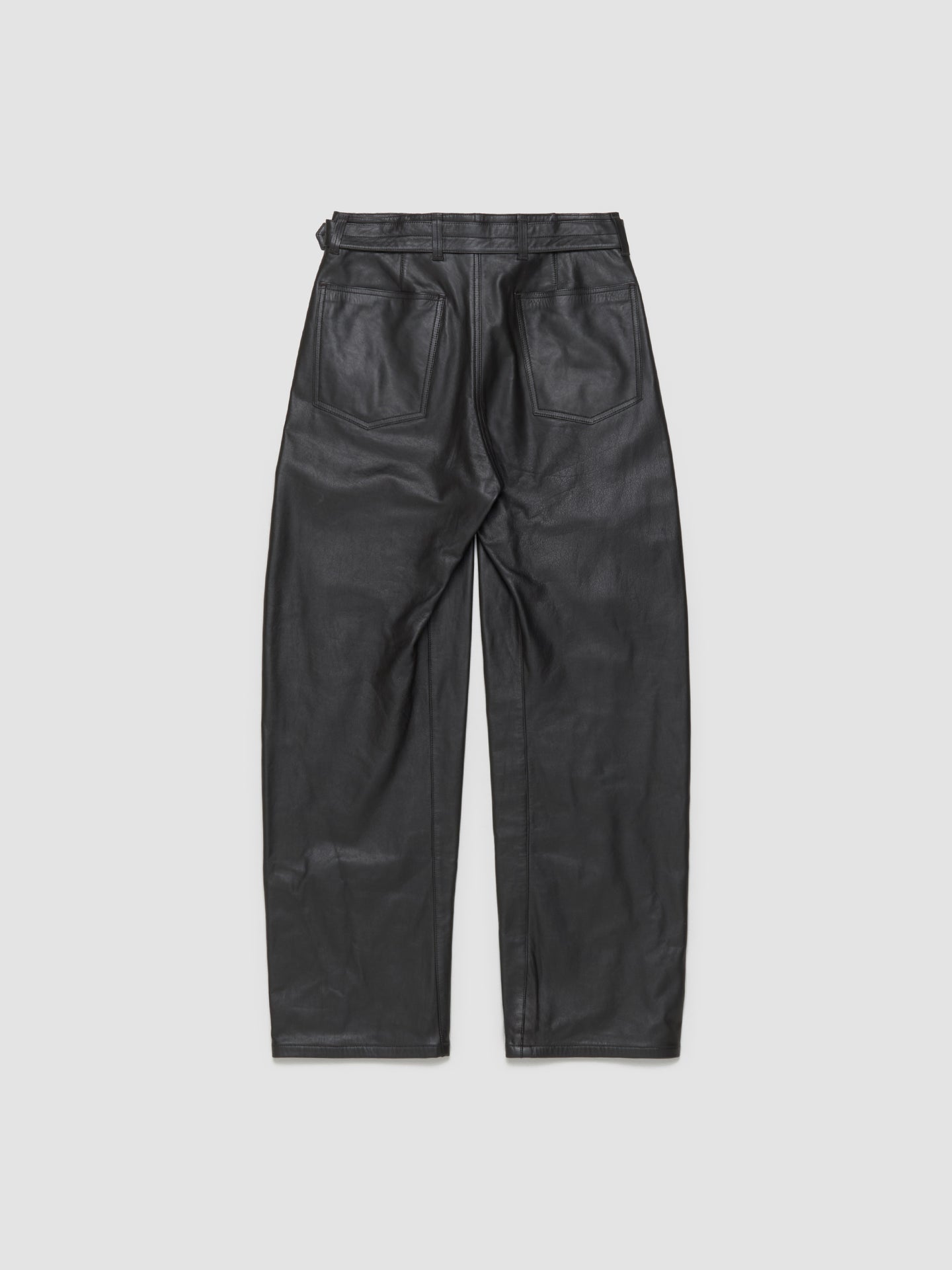 Leather Belted Twisted Pants in Dark Espresso