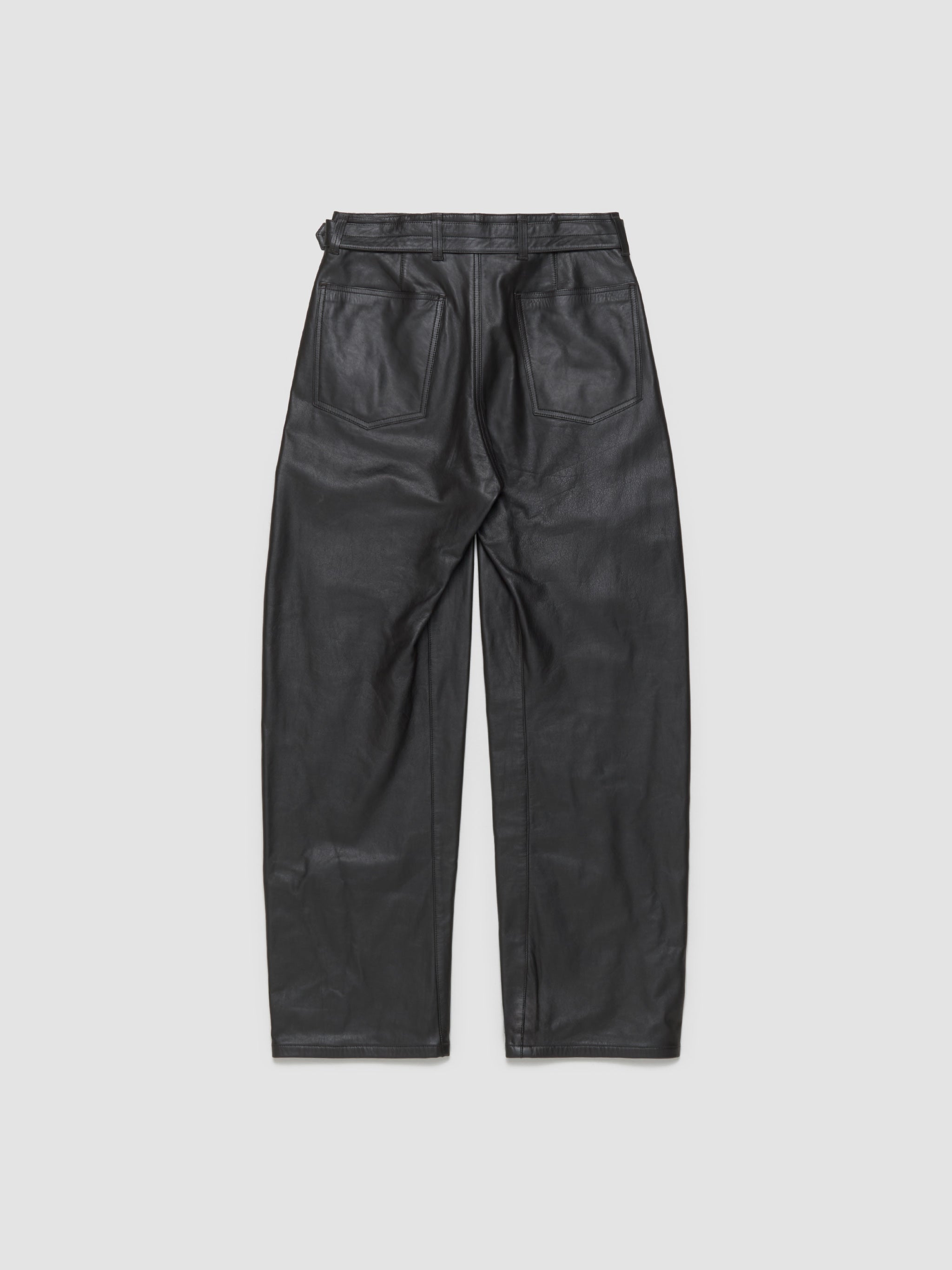 Leather Belted Twisted Pants in Dark Espresso