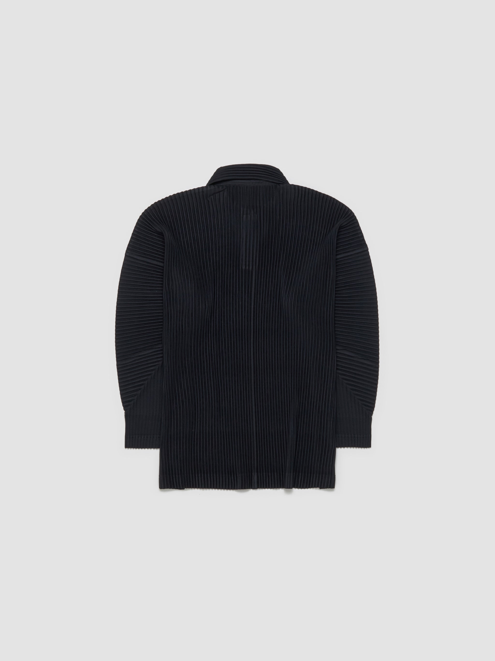 Pleated Polo Shirt in Black