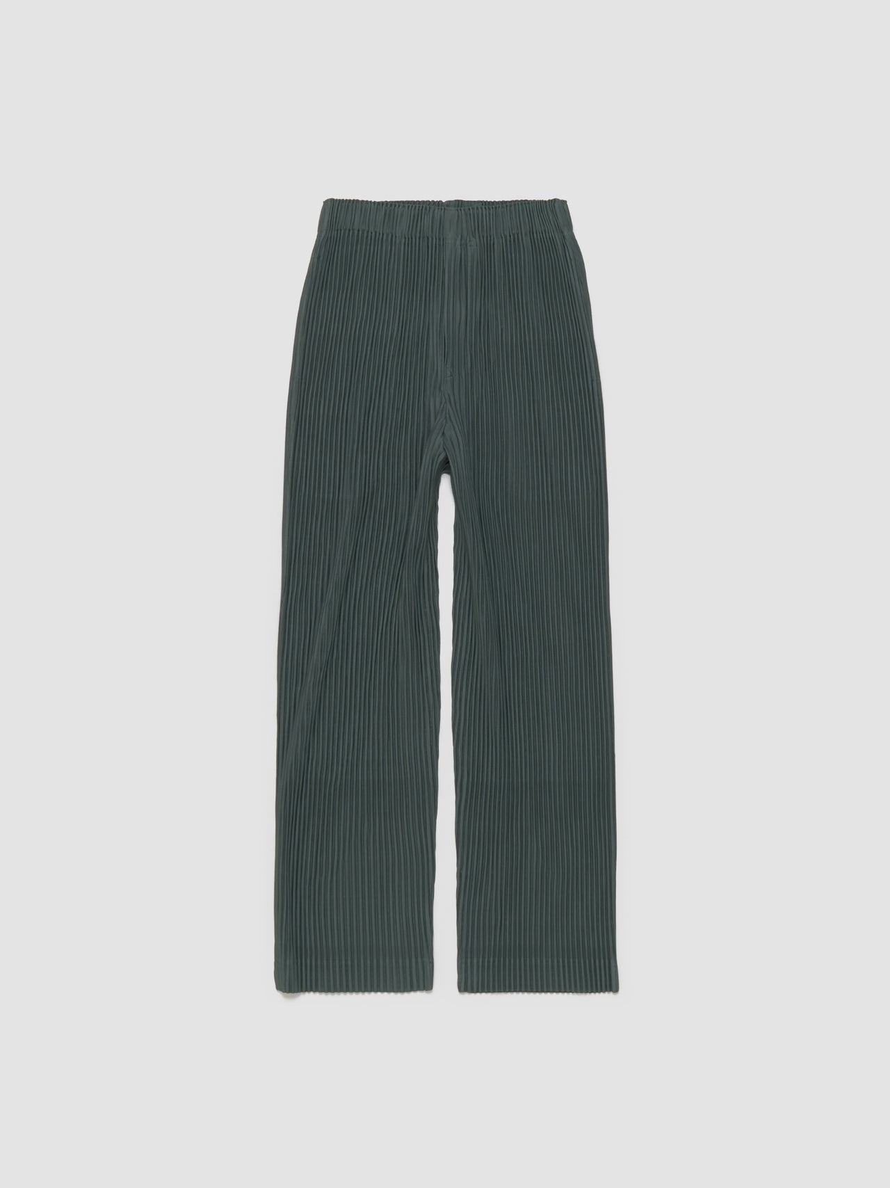 Pleated Straight Leg Trousers in Moss Green